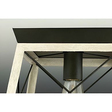 Graphite Geometric Lantern Pendant Light with Faux Wood Finish for Kitchen or Dining Room
