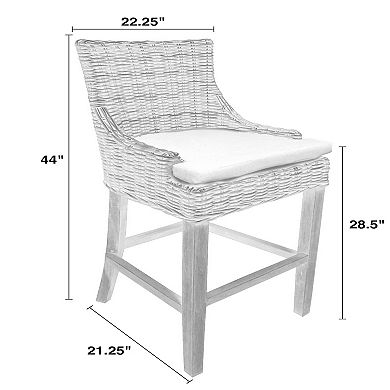 Alfresco Light Wash Kuba Weave Bar Height Kitchen Island Stool