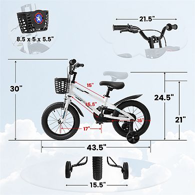 16-inch Kids' Bike With Training Wheels, Kids' Bicycle With Bell For Boys & Girls