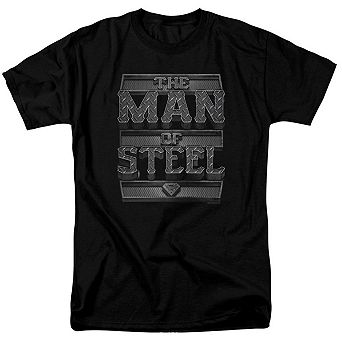 Superman Steel Text Short Sleeve Adult T-shirt
