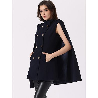 Women's Winter Slit Sleeve Double Breasted Cloak Coat