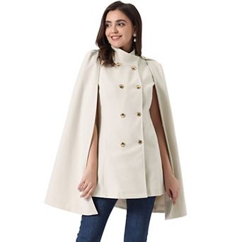 Women's Winter Slit Sleeve Double Breasted Cloak Coat