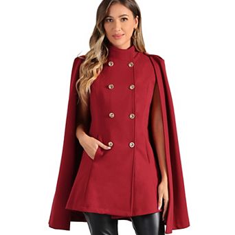 Women's Winter Slit Sleeve Double Breasted Cloak Coat