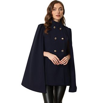 Women's Winter Slit Sleeve Double Breasted Cloak Coat