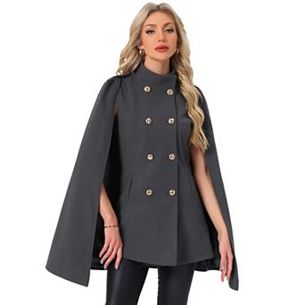 Women's Winter Slit Sleeve Double Breasted Cloak Coat