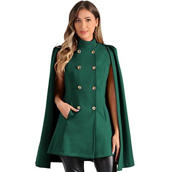 Women's Winter Slit Sleeve Double Breasted Cloak Coat