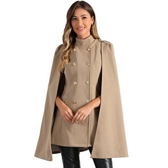 Women's Winter Slit Sleeve Double Breasted Cloak Coat