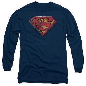 Superman Rusted Shield Long Sleeve Adult T-shirt
