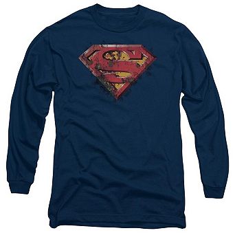 Superman Rusted Shield Long Sleeve Adult T-shirt