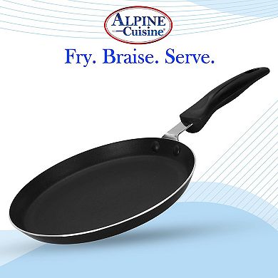 Alpine Cuisine Griddle Pan Aluminum 9" Nonstick Coating, Griddle Pan For Stove Dishwasher Safe Gray