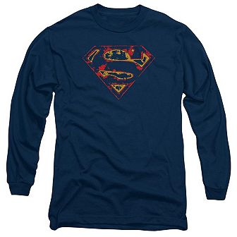 Superman Super Distressed Long Sleeve Adult T-shirt
