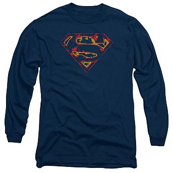 Superman Super Distressed Long Sleeve Adult T-shirt
