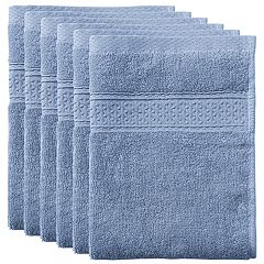 Blue and Gray Organic Cotton Farmhouse Kitchen Towels: Set of 