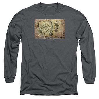The Hobbit Middle Earth Map Long Sleeve Adult T-shirt