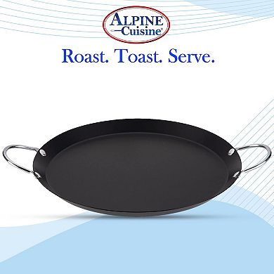 Alpine Cuisine Nonstick Round Comal 11-inch - Black Carbon Steel Tortilla Comal With Double Handle