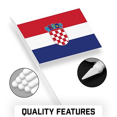 G128 4x6 Inches 50pk Croatia Printed 150d Polyester Handheld Stick Flag