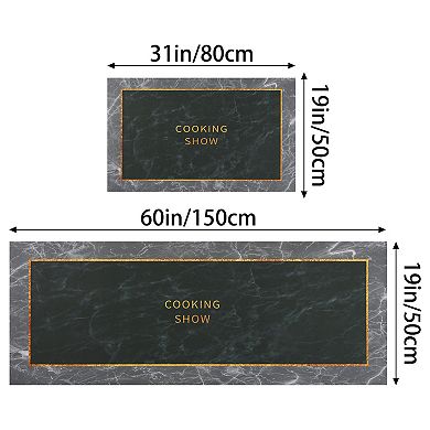 2 PCS Abstract Printed Kitchen Rug, Waterproof Non-Slip Kitchen Mats and Rugs for Home