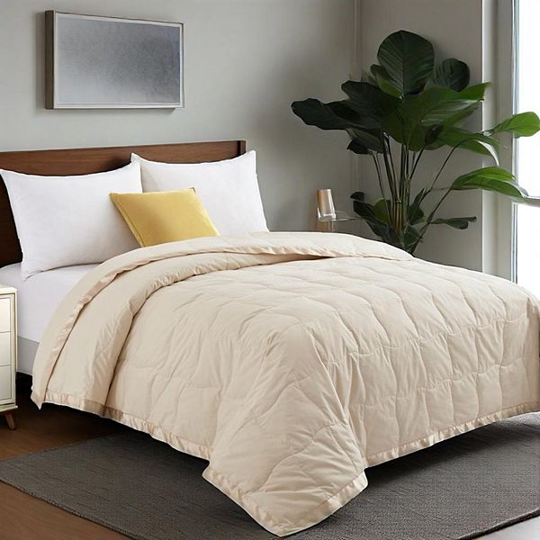 Unikome Lightweight White Goose Down Feather Blanket Premium 100 Cotton