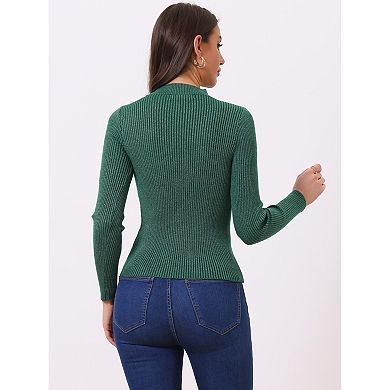 Women's Turtleneck Sweater Long Sleeve Ribbed Knit Pullover Sweater Top