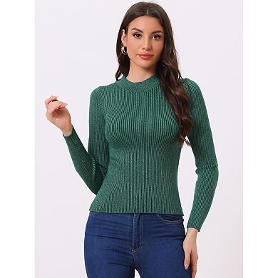 Women's Turtleneck Sweater Long Sleeve Ribbed Knit Pullover Sweater Top