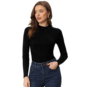 Women's Turtleneck Sweater Long Sleeve Ribbed Knit Pullover Sweater Top