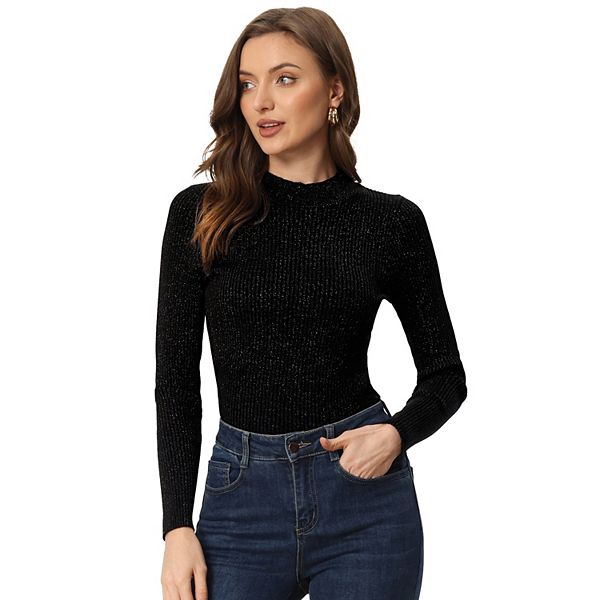 Women's Turtleneck Sweater Long Sleeve Ribbed Knit Pullover