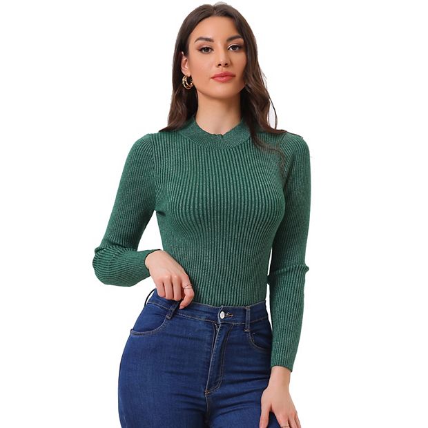 Women's Turtleneck Sweater Long Sleeve Ribbed Knit Pullover