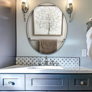 Oval 36 X 24-inch Beveled Bathroom Living Room Vanity Frameless Wall Mirror