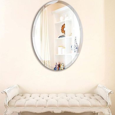 Oval 36 X 24-inch Beveled Bathroom Living Room Vanity Frameless Wall Mirror