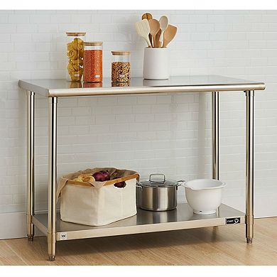 Stainless Steel Top Food Safe Prep Table Utility Work Bench With Adjustable Shelf