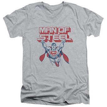 Superman Steel Retro Short Sleeve Adult V Neck T-shirt