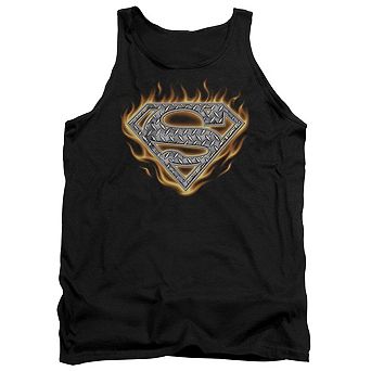 Superman Steel Fire Shield Adult Tank Top