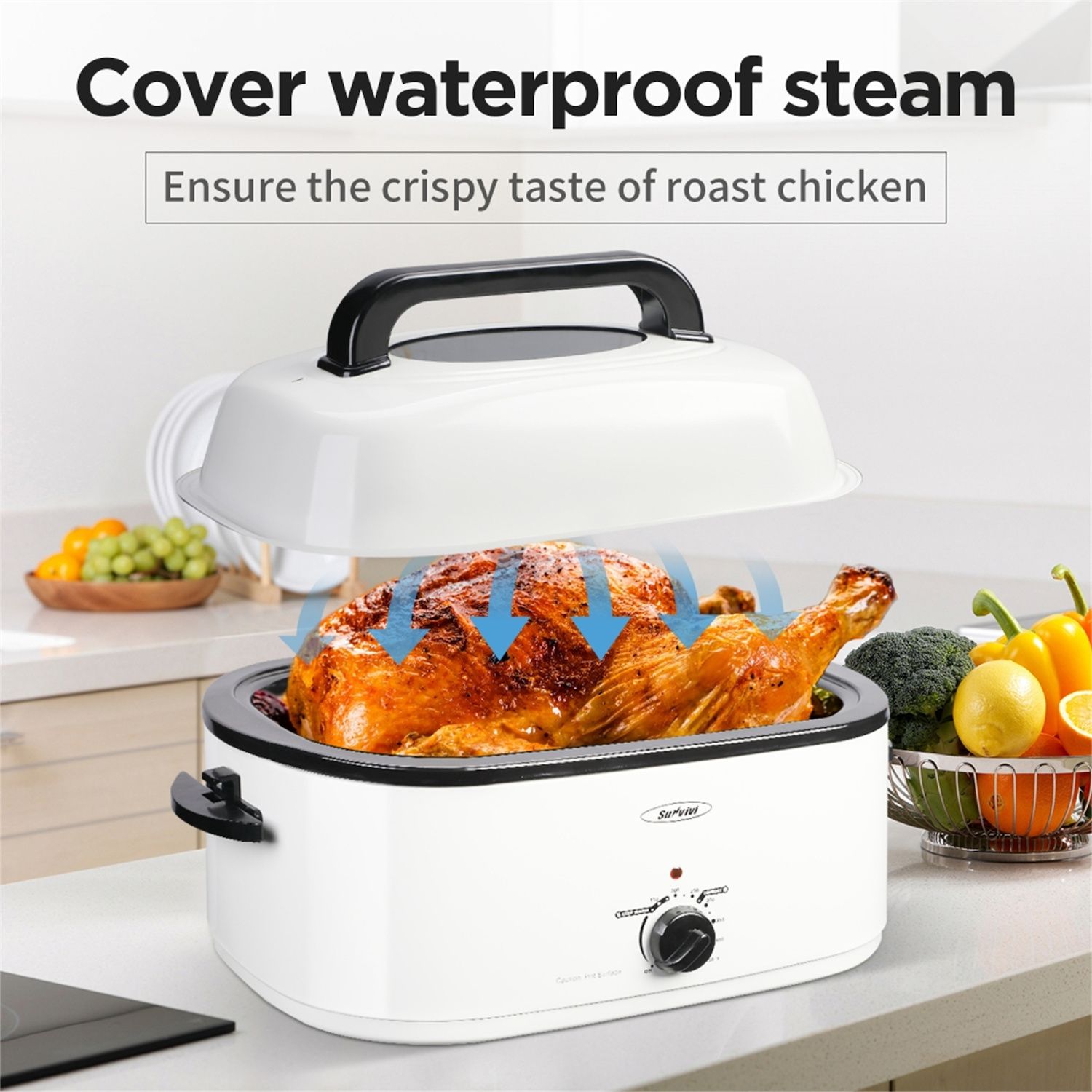 20 Qt Stainless Steel Chicken Cooker Electric Turkey Roaster With See   6830354 ALT3