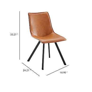 Modern Pu Leather Dining Chair With Metal Legs,set Of 2