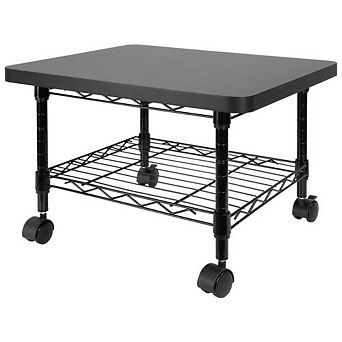 Multipurpose Black Metal 2 tier Mobile Under Desk Printer Stand Cart with Casters