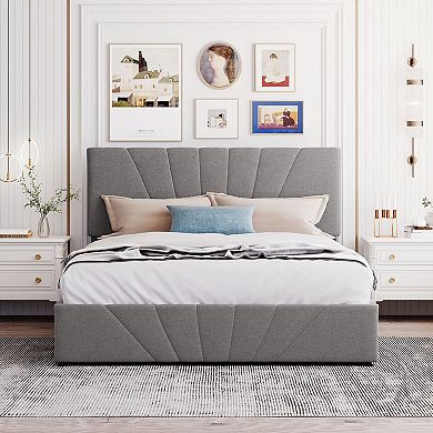 Merax Upholstered Platform Bed With A Hydraulic Storage System