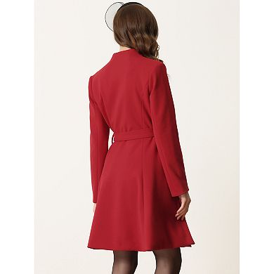 Stand Collar Coat For Women's Single Breasted Vintage Winter Outwear ...