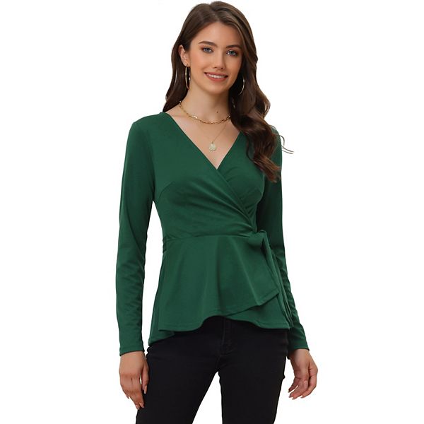 Navy Blue V-Neck Sleeveless Peplum Top for Women | Formal Office Wear main image 0