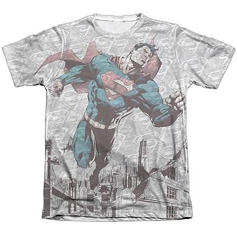 Superman War Zone Adult 65/35 Poly/cotton Short Sleeve T-shirt