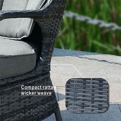 Outdoor Patio Wicker Arm Chair With Cushion, Club Chair Set Of 2