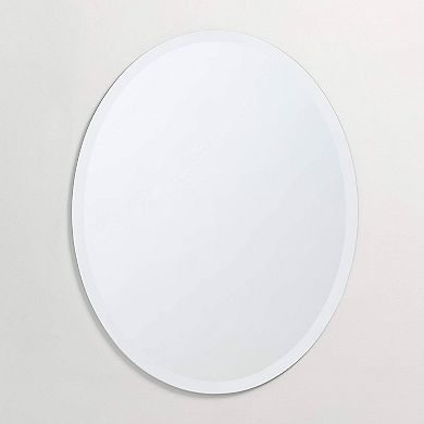 24 x 36 Frameless Oval Wall Mirror with Beveled Edge, Bathroom Vanity Mirror, Clear