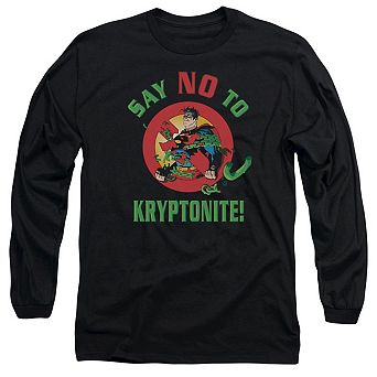 Superman Say No To Kryptonite Long Sleeve Adult T-shirt