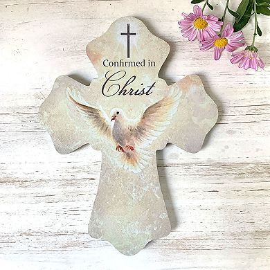 8" Yellow and White 'Confirmed in Christ' Religious Wall Cross