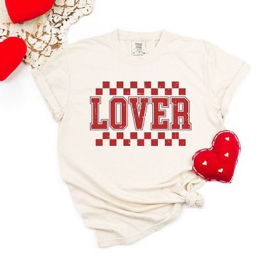 Lover Distressed Checkered Garment Dyed Tees