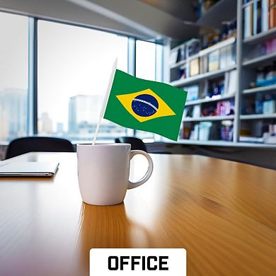 G128 4x6 Inches 50pk Brazil Printed 150d Polyester Handheld Stick Flag