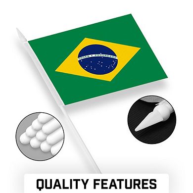 G128 4x6 Inches 50pk Brazil Printed 150d Polyester Handheld Stick Flag