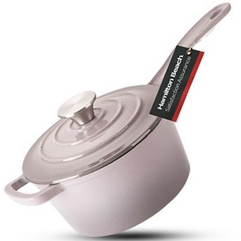 Hamilton Beach 2-qt Gray Enameled Cast Iron Sauce Pan, Oven Safe To 400°f, Even Heat, Easy To Clean