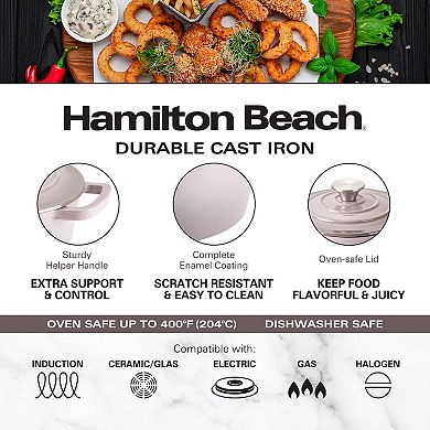 Hamilton Beach 2-qt Gray Enameled Cast Iron Sauce Pan, Oven Safe To 400°f, Even Heat, Easy To Clean
