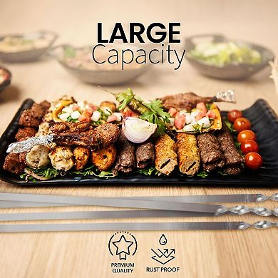 Alpine Cuisine Bbq Skewers Stainless Steel 6pc Set, Twist Handle, Bbq Kabob Skewers Best For Grill