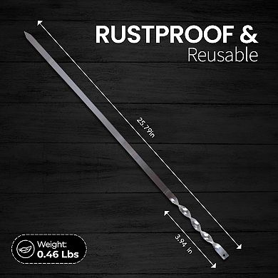 Alpine Cuisine Bbq Skewers Stainless Steel 6pc Set, Twist Handle, Bbq Kabob Skewers Best For Grill